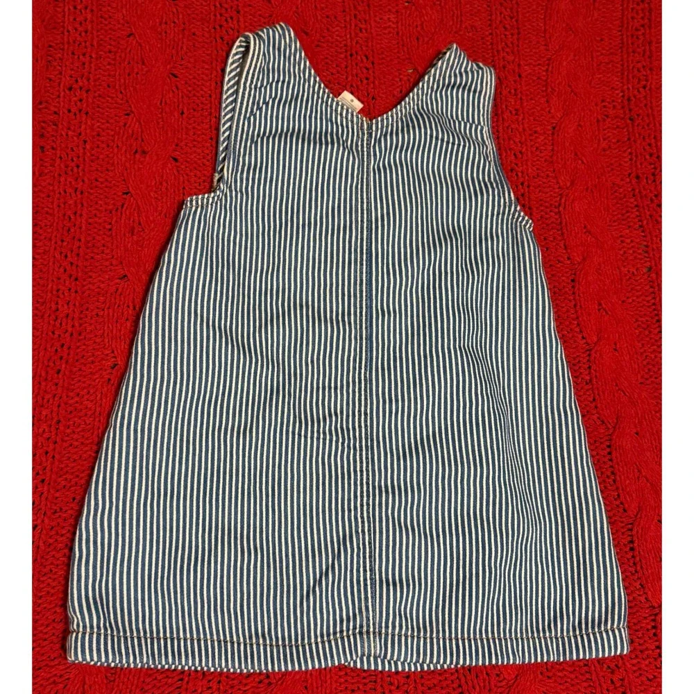 OshKosh Bgosh Toddler Girls Hickory Stripe Denim Jumper Dress Blue White 4T